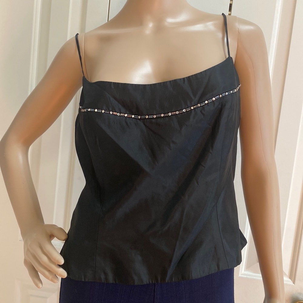 Patra Womens Size 14 Satin Beaded Crop Fancy Tank Top.
